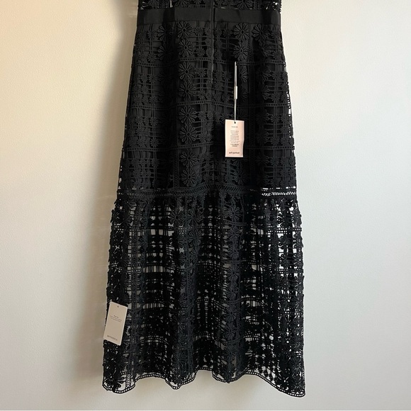 Self-Portrait Floral Lattice Lace Dress in Black - Picture 13 of 16